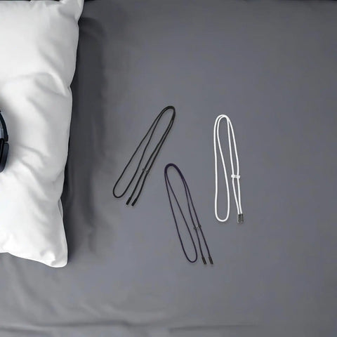 Awesome Adjustable Spring Stopper Drawstring Kit With Plastic Toggles, End Caps, And Threader Tool For Quick Hoodie Repair And Bag Cord Lock Replacement Fixing Pants Waistband Fit Like A Champ. Three plastic drawstrings on gray surface