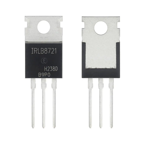 IRLB8721N N Channel MOSFET Power Transistor Pack Of 10, 30V 62A High Current, Fast Switching, 65W Dissipation, TO220 Package, Rugged And Beefy, Ideal For DIY Power Projects, Motor Controllers And High Drain Gear, TO-220 3-pin