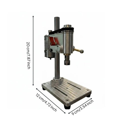 Heavy Duty Mini Bench Drill Press With Precision Cross Vise And Er11 Chuck, 20cm tall metal construction, ideal for small workshop tasks.