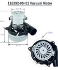 Beefy 120V Central Vacuum Motor Replacement, 2 Stage, 1100W, 97CFM, 5.7 Inch Diameter, Heavy Duty Industrial Grade, dimensions illustration