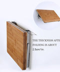 Heavy Duty Folding Shelf Brackets For Wall Mounted Console Tables Rust Resistant Stainless Steel with bamboo top, folded position.