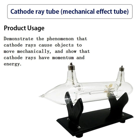 Vacuum Tube Mechanical Effect Kit for Physics Classroom and Lab Electromagnetic Experiment Gear Demonstrating Cathode Ray Momentum Energy Transfer and Hands On Teaching Tool for Science Labs, glass tube on black base