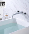 Pro Grade Wall Mount Bath Tub Faucet With Extra Long Spout And High Flow Chrome Finish, Solid Brass Construction in bathroom setup