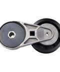Premium Serpentine Drive Belt Tensioner Kit Fits 2003 To 2008 Dodge Ram 1500 2500 3500 Stop That Squealing Noise Now And Get Your Truck Running Smooth Reliable Again Skip Extra Costs And Stress While Ensuring Peak Operation For Your Rock Solid Ride. silver and black serpentine belt tensioner assembly with pulley