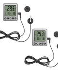 Two Pack Fridge And Freezer Thermometer With Extra Sensor Digital Temperature Alarm Indoor Outdoor Display High And Low Alerts 1.5 Meter Probe Black For Home Kitchen Use, two units