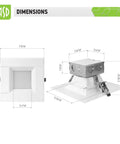 Diagram showing dimensions of 12 Pack 6 Inch LED Square Recessed Lights with integrated junction box and baffle trim.
