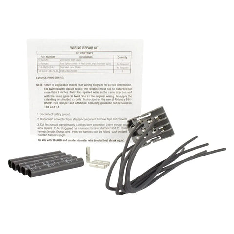 Straight Up Heavy Duty Sunroof Motor Replacement Plug And Play Power Lift Actuator With Integrated Door Lock Connector Wiring repair kit contents including connectors and instruction sheet.