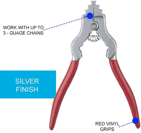 7 Inch Spring Loaded Fixture Chain Pliers With Red Vinyl Grip And Silver Finish for Easy Hanging Fixture Installations