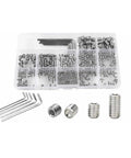 Thinking Process: stainless steel hex set screws assortment in organizer box with hex keys, M3-M8 for factory work