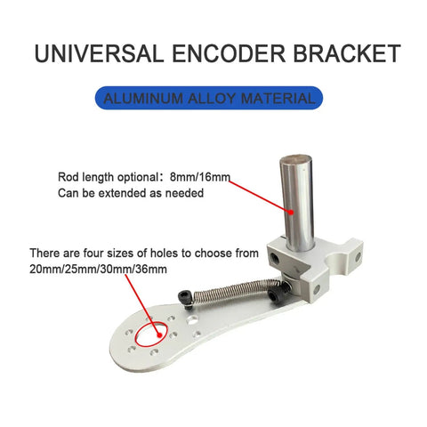 Measuring Wheel, Fixed Installation Bracket made of aluminum alloy, featuring adjustable rod length and multiple hole sizes.