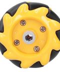 Deosdum Mecanum wheel for robotic cars, yellow with black rubber tread, 48 mm diameter