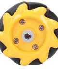 Front view of Omni Directional Mecanum Wheel Set For Smart Robot Car With Rubber Coating 48mm Dope Grip For DIY Projects