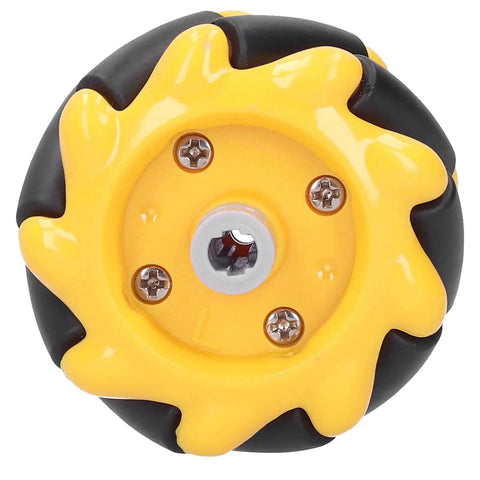 Front view of Omni Directional Mecanum Wheel Set For Smart Robot Car With Rubber Coating 48mm Dope Grip For DIY Projects
