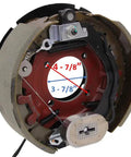 Heavy Duty Electric Trailer Brake Right Side 12 Inch By 3-3/8 Inch Drum showing measurements for 8000 lb axle installation.