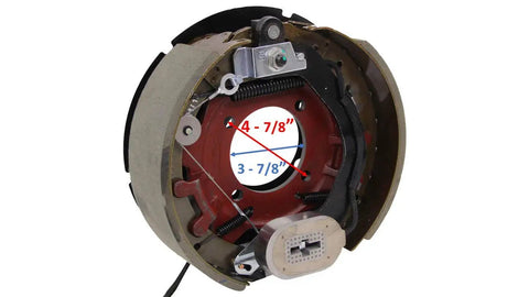 Heavy Duty Electric Trailer Brake Right Side 12 Inch By 3-3/8 Inch Drum showing measurements for 8000 lb axle installation.
