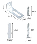 Whiteboard Mounting Hardware Kit With Metal Brackets Screws And Anchors No Fuss 20 Pack For Home Office Or Classroom Easy Tool Free Mounting And Secure Wall Installation shown with dimensions