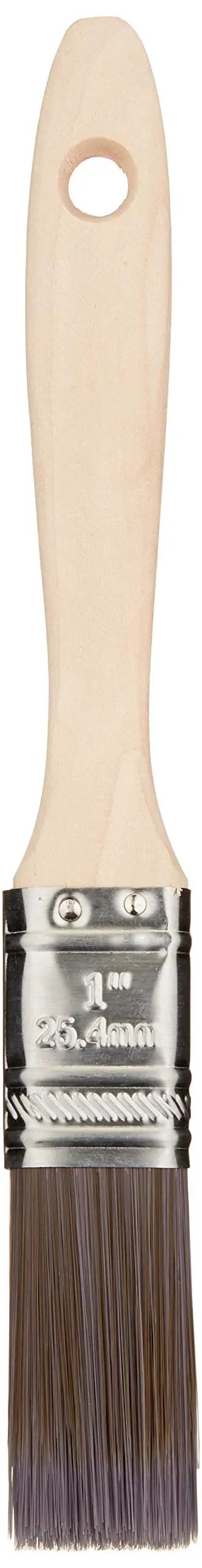 1 Inch Flat Edge Paint Brush With Polyester Blend Bristles And Brown Handle For Smooth Strokes, Flagged Tapered Tips For Tight Corners