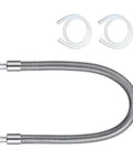 Heavy Duty Stainless Steel Milk Tube Replacement Featuring Hp1 Hp3 Adapters 10.4 Inch Food Grade Silicone Hose view with stainless steel coil and connectors.