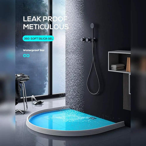 Collapsible Shower Threshold Water Dam Barrier For Curbless Showers, Flexible Silicone Water Stopper Keeps Water Inside