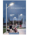 Rock Solid Solar Flood Lights Outdoor, Storm Proof Led Yard Lamp With Motion Sensor And Dusk To Dawn Switch, featuring a radar sensor in a park setting.