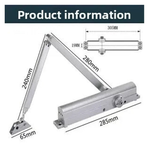 Diagram of Beefy Heavy Duty Door Closer With Hydraulic Buffer Auto Close Iron Construction, dimensions labeled in millimeters.