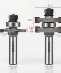 Adjustable Tongue And Groove Router Bit Set With One Half Inch Shank For Boss Level Wood Milling showing measurement details