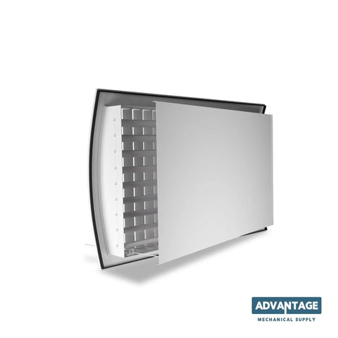HVAC Vent Grille 12x4 Inch On 10 Inch Duct Matte Black Aluminum Built Tough Heavy Duty Metal Duct Vent Cover Made to Order Two to Four Weeks Production Time for Custom Airflow, angled view