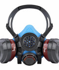 Lightweight Half Face Respirator Mask With A2P3 Cartridges for Organic Vapors and Dust, Push to Seal Fit Check, front view