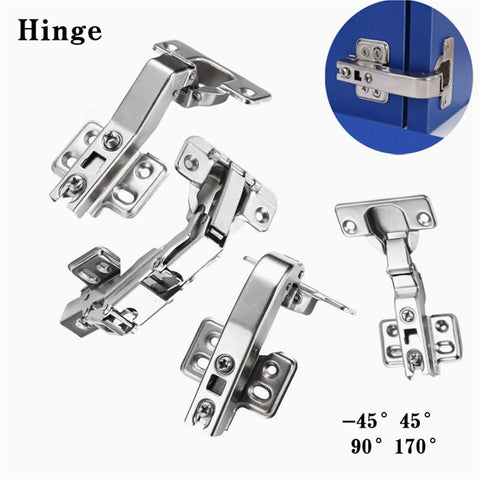 45 to 90 Degree Hydraulic Damper Hinge for Cabinets and Wardrobes Soft Close Corner Door Hardware shown at various angles