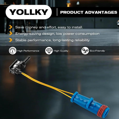 Brake pad wear sensor for Mercedes-Benz; blue connector with orange wires, YOLLY brand