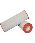 Pleat Filter Cartridge Media PF27000 Series For 200 Sq Ft Pool Filtration, High Flow Up To 150 GPM, Deep Clean Replacement Filter Media For Residential And Public Pools, Great For DIY Pool Pros. White pleated pool filter cartridge with red ends