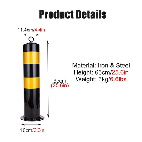 Heavy Duty Traffic Safety Bollards Constructed Tough With Vivid Reflective Tape For Driveway Barriers And City Streets Premium Steel Warning Stakes Secure Mounting Set, 65cm tall, iron and steel.