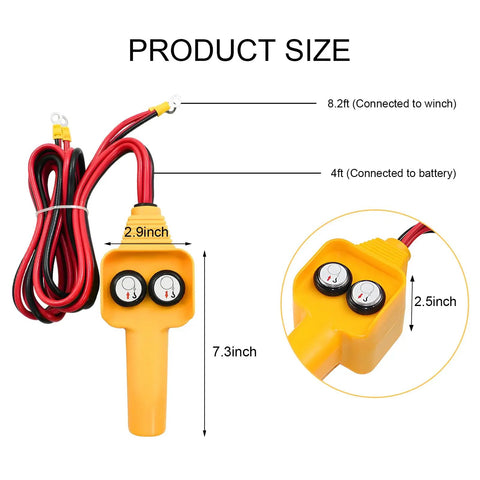 Jnixij Wired Winch Handheld Remote Controller With Forward And Reverse Control Buttons For 12V Electric Winches, 8.2ft wire.