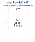 Label dimensions for Skip The Headache With No Sweat Full Sheet Printable Shipping Labels, 8.5x11 inches, 25 sheets.