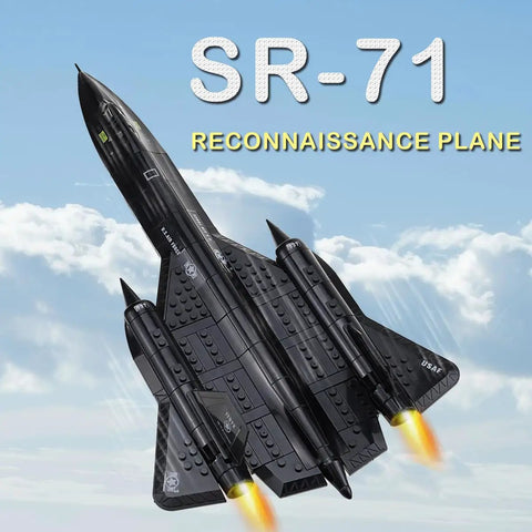 SR 71 US Air Force Reconnaissance Plane Building Toys Set With 183 Pieces Realistic WW2 Fighter Jet Model flying in sky