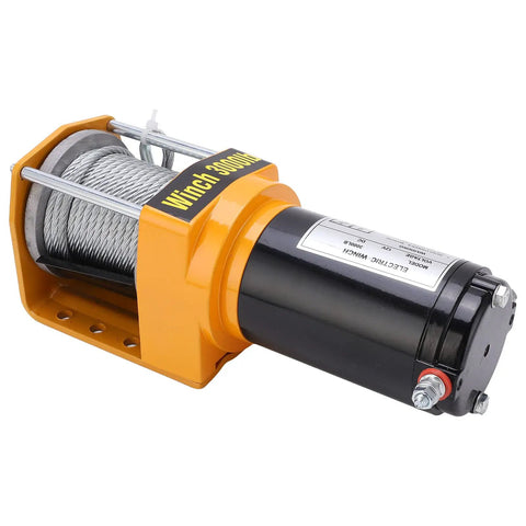 Cool 12V Electric Winch Kit Slams Out 3000Lbs With Durable 5mm X 10m Rope And Smooth 4 Way Roller Fairlead, electric winch with steel cable.