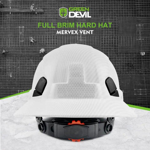 Full Brim Vented Construction Hard Hat OSHA Approved For Men Women Lightweight HDPE Safety Helmet front view