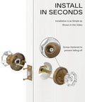 Installation of 6 Pack Privacy Antique Brass Crystal Door Knobs With Lock For Bedroom Or Bathroom on white door