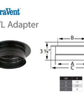 DVL 9 By 9 Inch Double Wall Ceiling Chimney Pipe Adapter For Wood Burning Stoves Vent Black Finish Galvanized Exterior Diagram