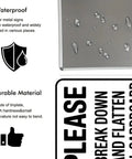 Metal Cardboard Recycle Sign 8 By 12 Inches Tough As Nails Heavy Duty All Weather Outdoor Indoor Durable Black And White Design Waterproof UV Resistant Dust Proof For Home And Shop Use, waterproof metal sign close-up