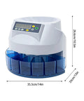 Eight Slot Coin Sorter and Counter for US Coins, Automatic Money Counter With Eight Tray Bins, High Speed Portable Coin Sorter