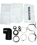 Auto Start Dust Collector Featuring 1.2 HP Motor And 750 CFM Airflow Ships With 5 Ft Flexible Hose and accessory kit parts.