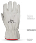 Badass 12 Pair Leather Work Gloves Built Like A Tank Deliver Heavy Duty Non Slip Grip For Grinding Construction Jobs Rugged Yard Labor And Warehouse Shifts Large Fit, showing premium leather and elastic back.