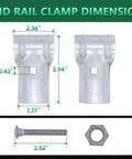 1-5/8 Inch T Clamp For Chain Link Fence End Rail, Galvanized Steel, Includes Bolts And Nuts, 2 Pack with dimensions