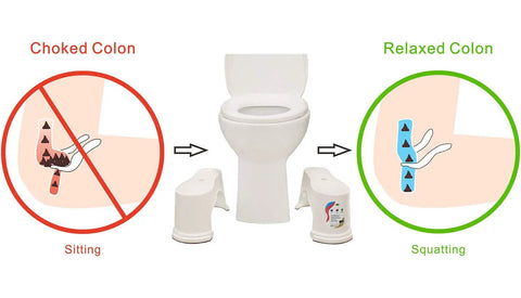 Diagram showing toilet with 7 Inch Toilet Stool With Split Two Piece Movable Foot Rests Go To Stackable Space Saving Squatting Aid For Adults