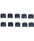10 Pack Heavy Duty Contact Block And Momentary Push Button Switch Zb2 Be101 Top Shelf Replacement For Schneider Telemecanique Xb2 Series viewed from above.