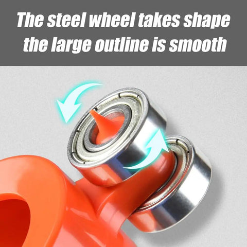 Slick Contour Scribe Copy Gauge With Rigid Abs Body And Rust Proof Steel Pins Includes Two Bonus Pencils, detailed view of steel wheel mechanism.