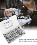 Mechanic using Steel Grease Zerk Nipple Fitting Set 115 Pieces Metric Hydraulic Zerk Fittings Kit on engine