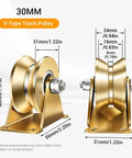 30MM V-Type Track Pulley from Built Different Four Pack V Groove Wheel Pulley Block, carbon steel, compact design for heavy lifting.