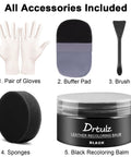 Leather Recoloring Balm And Restorer Kit for Sofa Car Seats Vinyl Furniture And Shoes with black balm, pads, gloves, brush